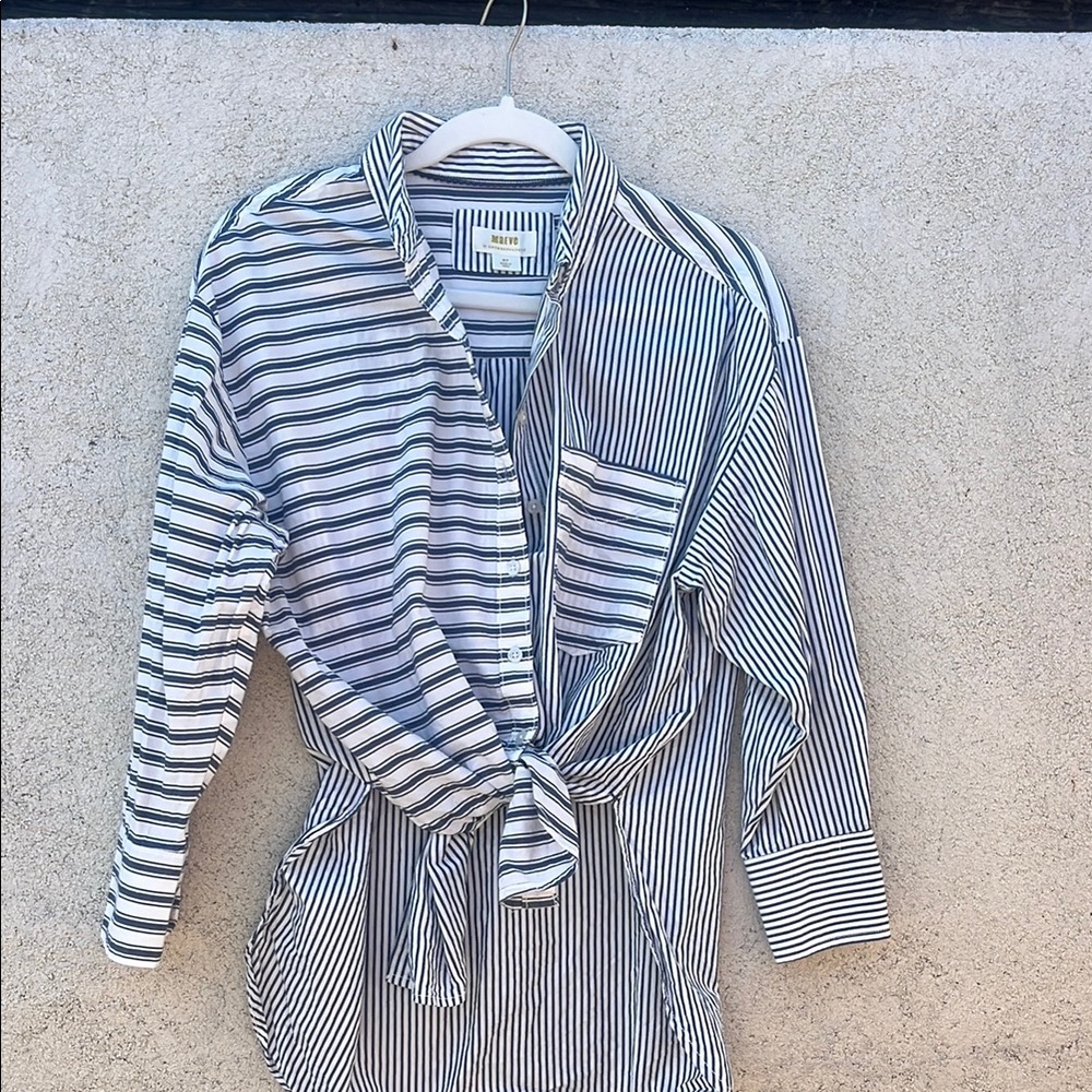 Anthropologie Maeve Navy and White Striped Shirt